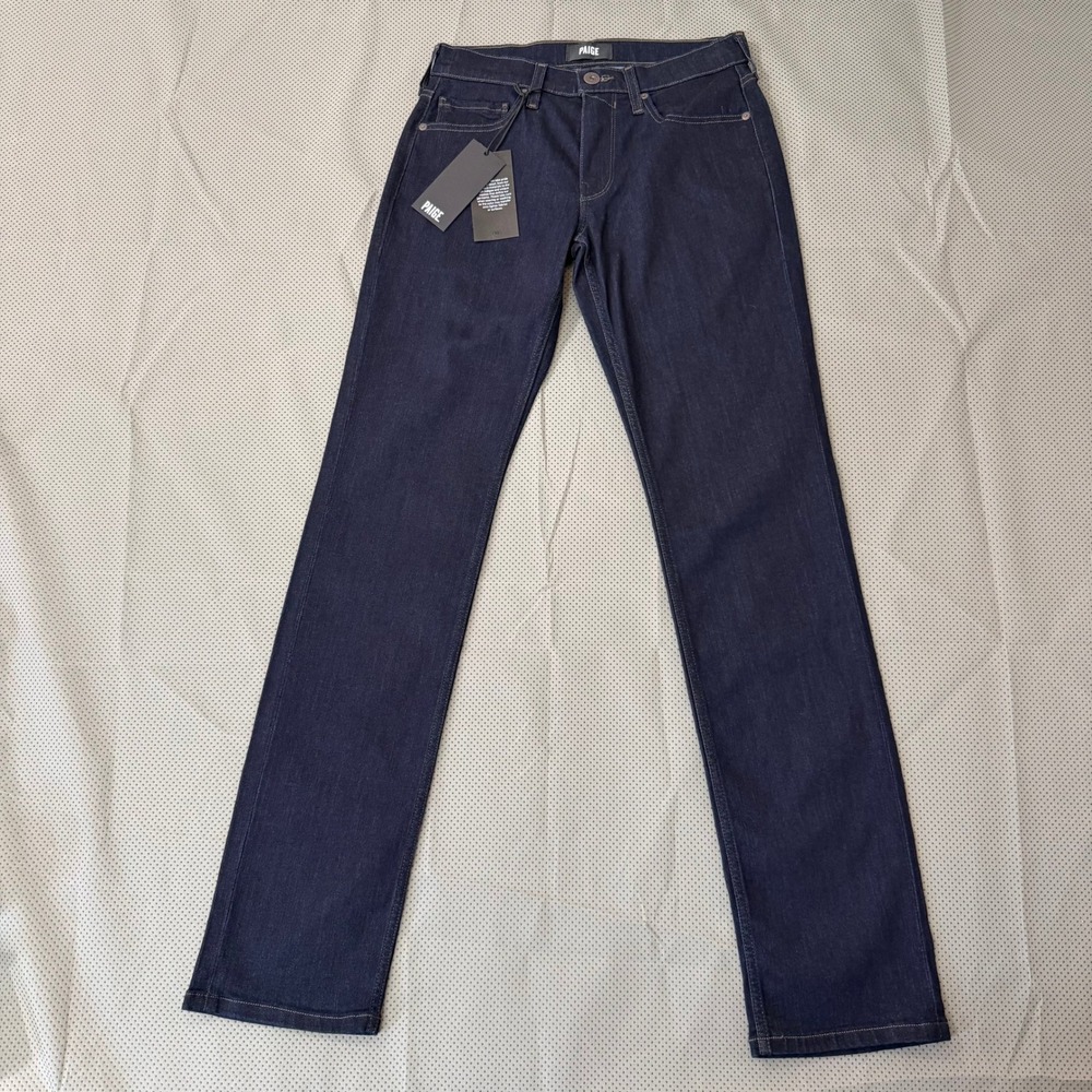 PAIGE Normandie Transcend Straight Jeans M 28 Irvington Dark Indigo Wash Stretch
